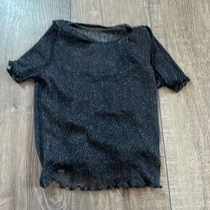 Hollister Mesh Sparkle Black Lettuce Edge Crop Top